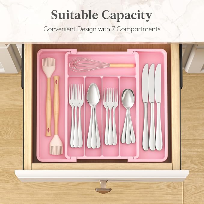 Lifewit Expandable Silverware Drawer Organizer, Kitchen Utensil Tray | BPA-free - Image 3