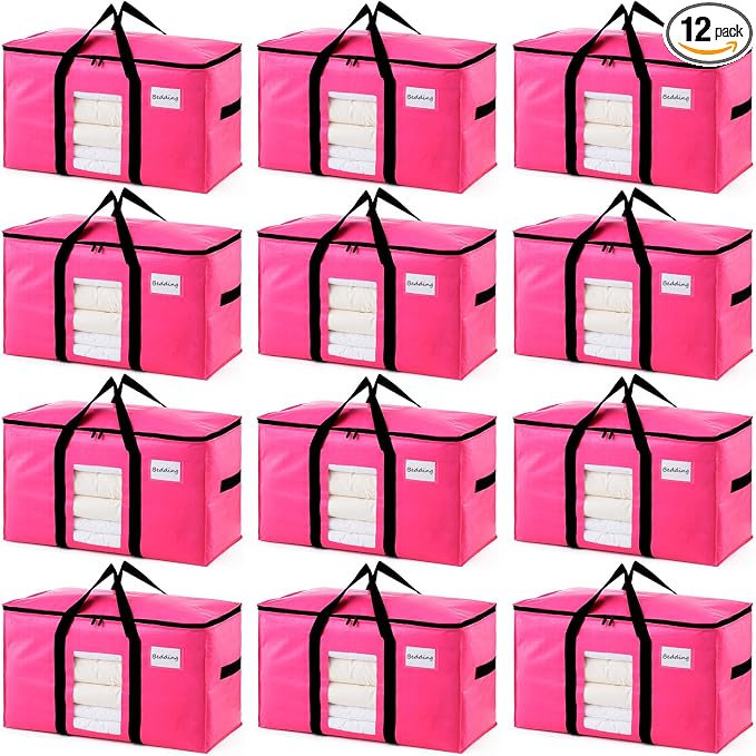 TAILI 12 Pack Pink Extra Large Moving Bags, Storage Bags by TAILI