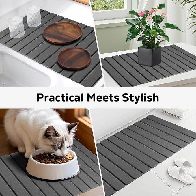 Foldable Stone Dish Drying Mat, 2 Pack Super Absorbent Diatomaceous Earth Bath - Image 7