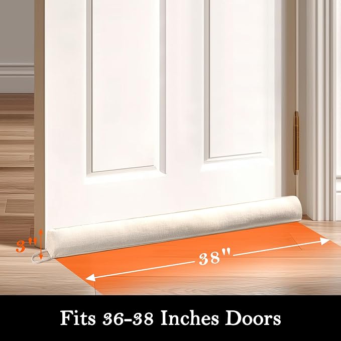 Sunolga Linen Door Draft Stopper, Removable Washable Cover, Blocks Hot and Cold - Image 2