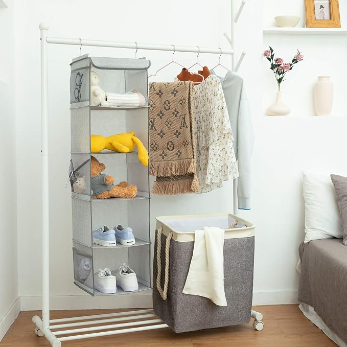 5 Shelves Hanging Closet Organizer, 2 Pack Hanging Storage - Image 3