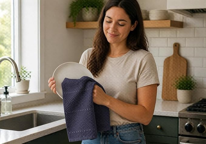 Serafina Home Eggplant Purple Kitchen Hand Dish Towels: Oversized 28" x 18" - Image 2