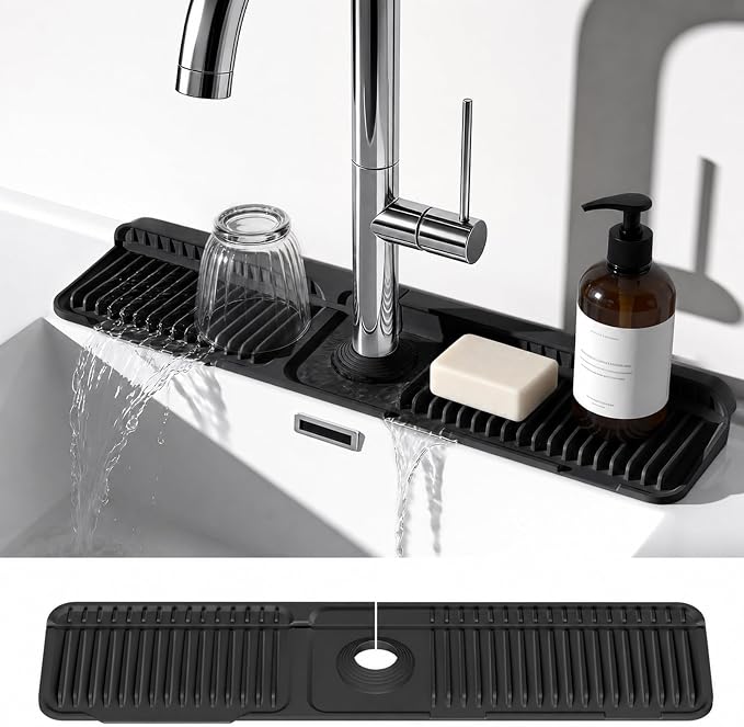 24 Inch Faucet Mat for Kitchen Sink, Silicone Splash Guard for Kitchen Sink Area by Prolixity