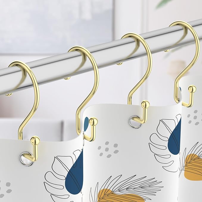 Goowin Metal Gold Shower Curtain Hooks Rings, S Shape Metal Shower Curtain - Image 6