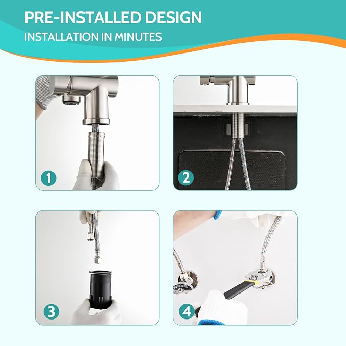 LED Kitchen Faucet with Pull Down Sprayer, Brushed Nickel Faucet - Image 5