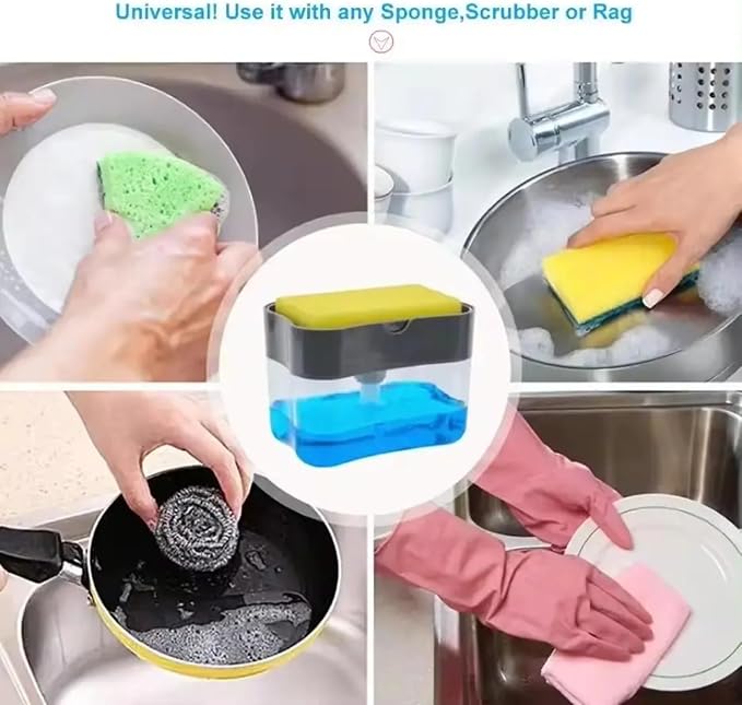 Countertop Kitchen Dish Soap Dispenser and Sponge Holder.Sink Dish Washing Soap - Image 7