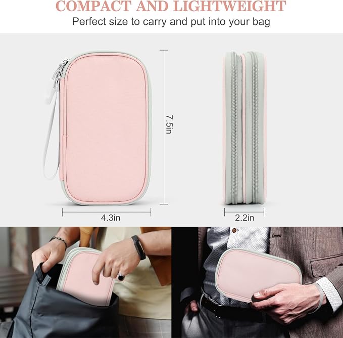 FYY Electronic Organizer, Travel Tech Pouch Bag, Cable Organizer Light Pink | - Image 2