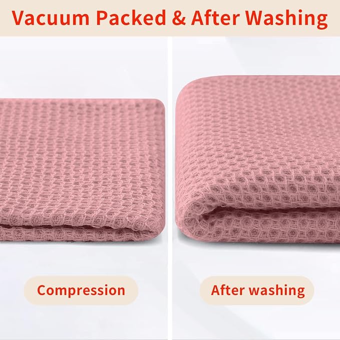 Homaxy 100% Cotton Waffle Weave Kitchen Dish Towels 8-Pack, Dried Rose | 13 x - Image 8
