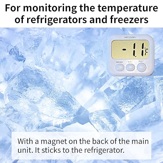 Digital Thermometer with External Sensor, Magnet, Suction Cup, Water Thermometer, Aquarium, Refrigerator, Freezer (White)
