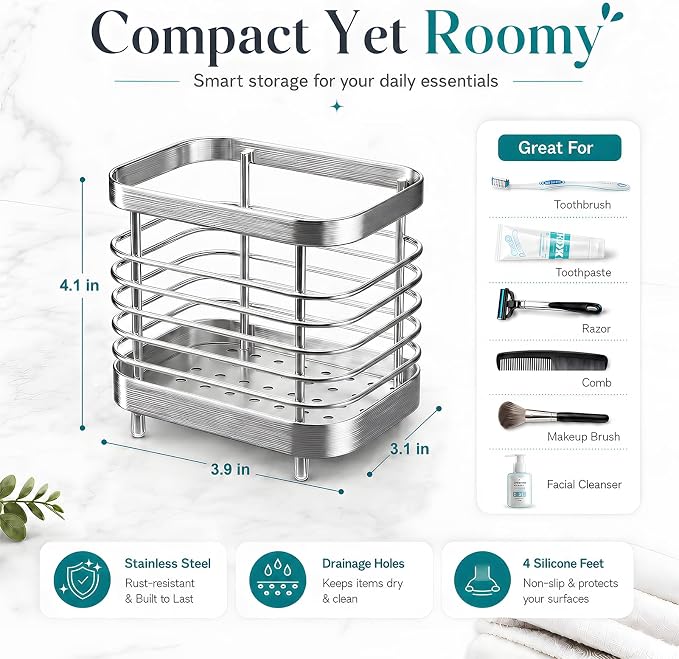 Stainless Steel Electric Toothbrush Holder - Image 2