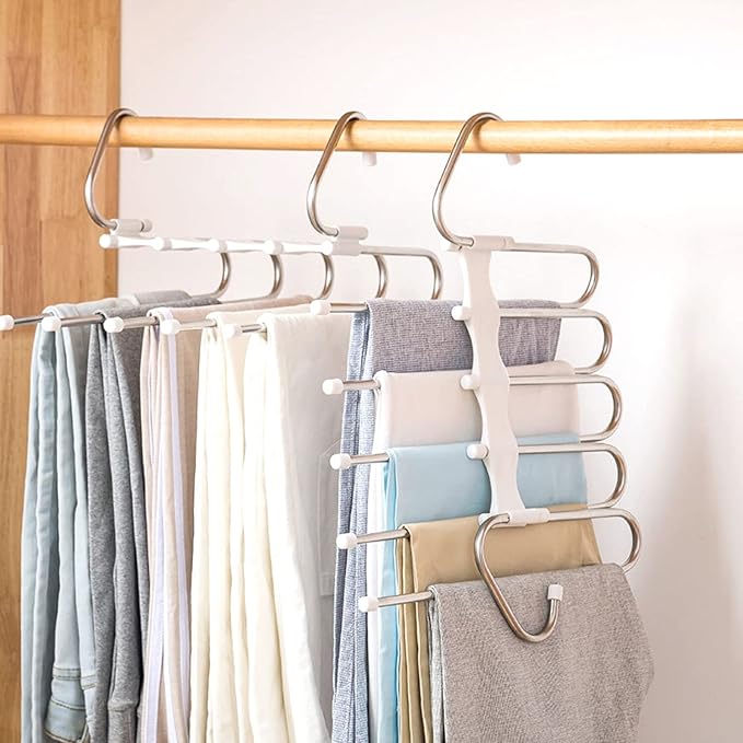 Upgrade Azeroth Pants Hangers 4 Pack Space Saving S-Type Stainless Steel by Kalimdor