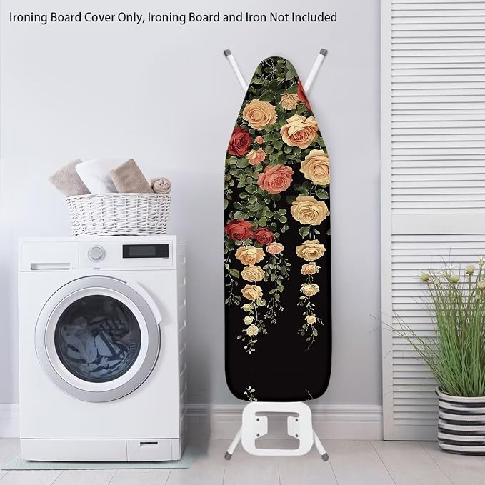 Rose Print Ironing Board Cover and Pad Heat Reflective Stain Resistant Iron - Image 3