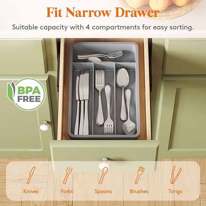 Lifewit Silverware Drawer Organizer Tray, Cutlery Storage - Image 3