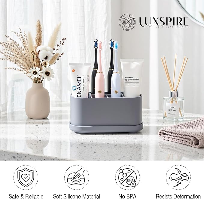 Luxspire Toothbrush Holders for Bathrooms, 5 Slots, Toothbrush Holder - Image 6