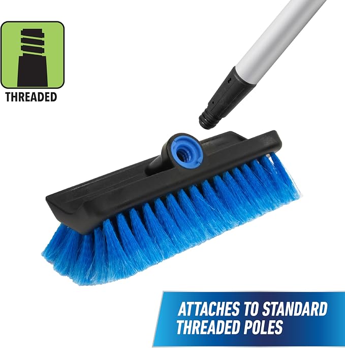 Unger Professional Lock-On HydroPower 10” Bi-Level Soft Wash Brush, Compatible - Image 10