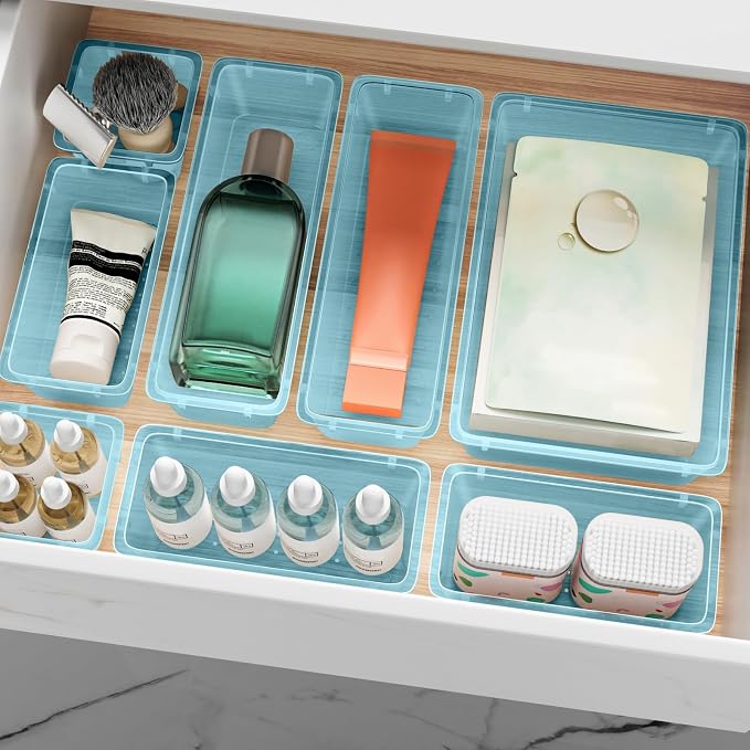 ElegantArray 12 PCS Drawer Organizer Set, Makeup Organizers, Sea Blue | 4 Sizes - Image 7