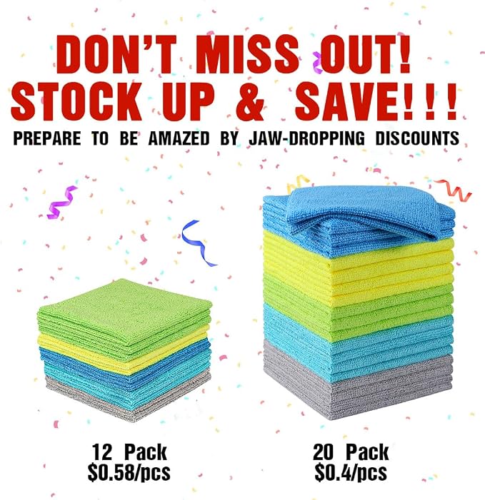 HOMEXCEL Microfiber Cleaning Cloth 20 PK, Towels - Image 5
