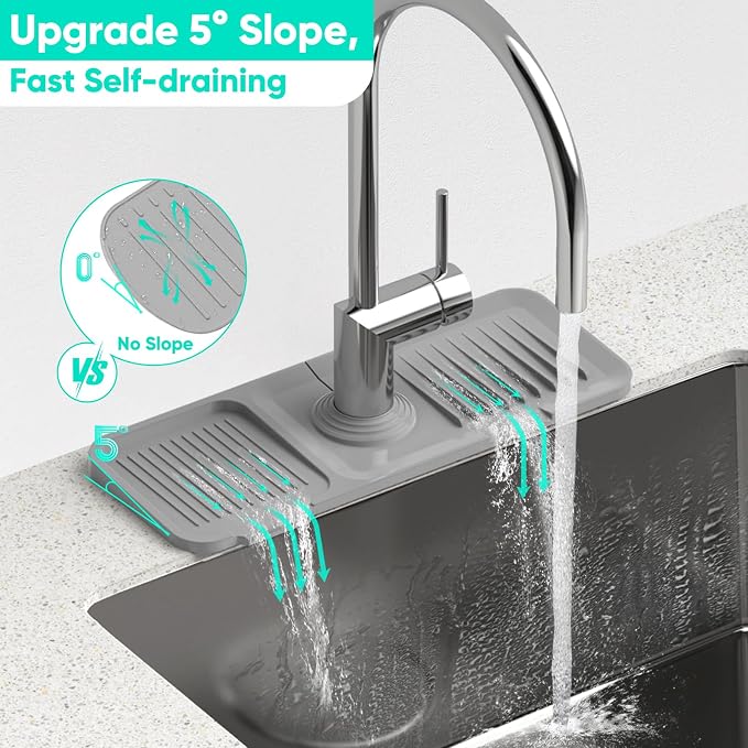 14.6'' Faucet Mat for Kitchen Sink Kitchen Sink Splash Guard Silicone Kitchen - Image 2