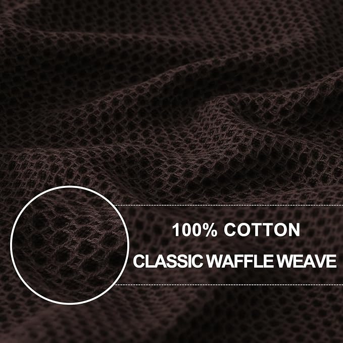 Homaxy 100% Cotton Waffle Weave Kitchen Dish Cloths 12-Pack, Dark Brown | 12 x - Image 2