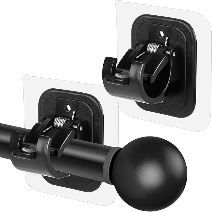 Self Adhesive No Drill Adjustable Curtain Rod Holder Hooks Brackets | Nail Free by Codoule