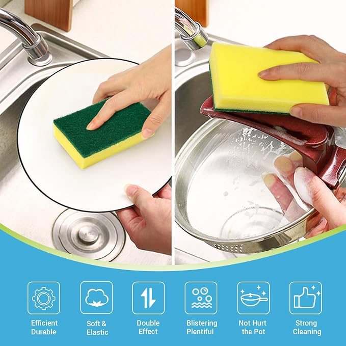 AIDEA Sponges Kitchen, 50-PK Heavy Duty Dish Sponge Kitchen, Scrub Sponges | - Image 3