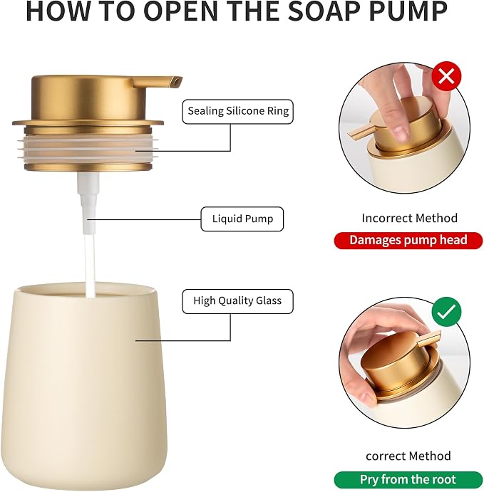Enra Gold Ceramic Soap Dispenser, Hand Soap Dispenser - Image 3