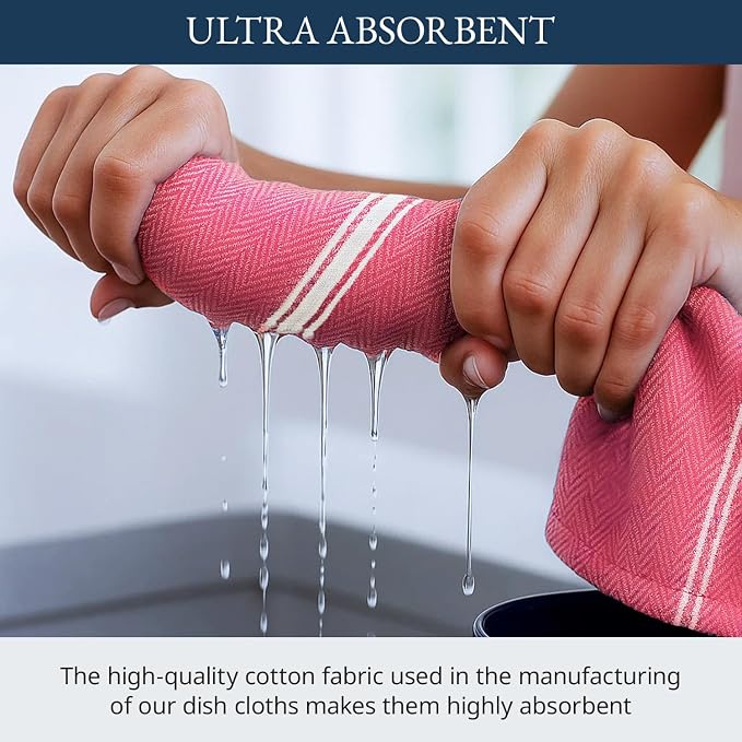 LANE LINEN 100% Cotton Kitchen Towels Absorbent Lint-Free 12 Pack - Image 4