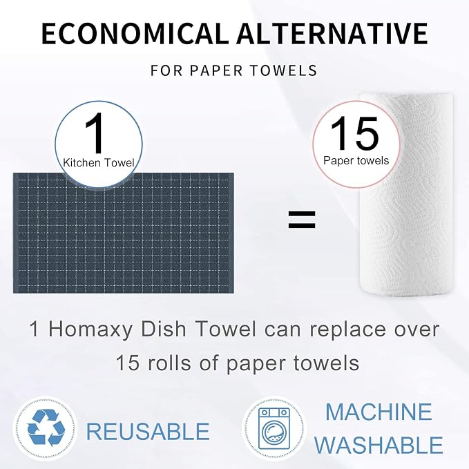 Homaxy Kitchen Towels and Dishcloths Set, Dark Grey - Image 7