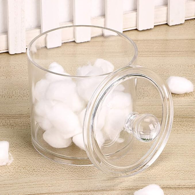 Hipiwe Cotton Ball and Swab Holder Organizer Clear Acrylic Apothecary Jar - Image 9