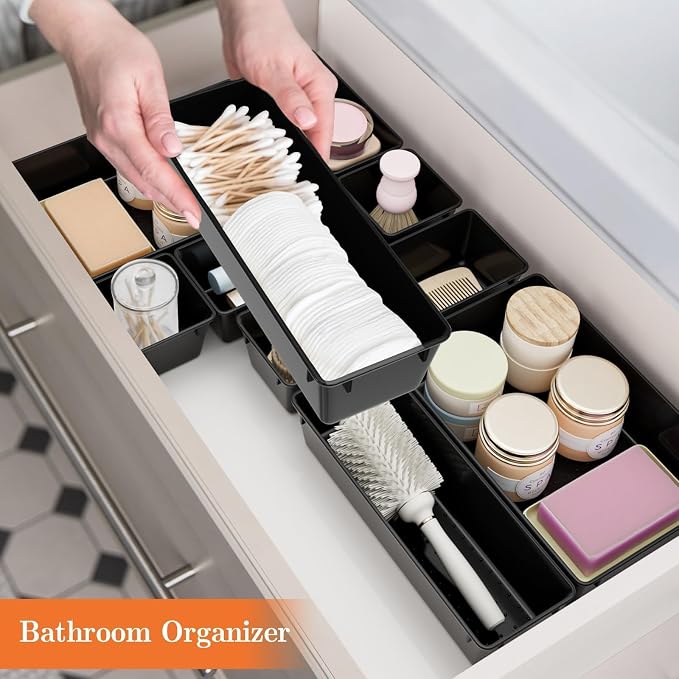 SpaceHacks 25 PCS Plastic Drawer Organizer, 4-Size Versatile Organizer Trays & - Image 7