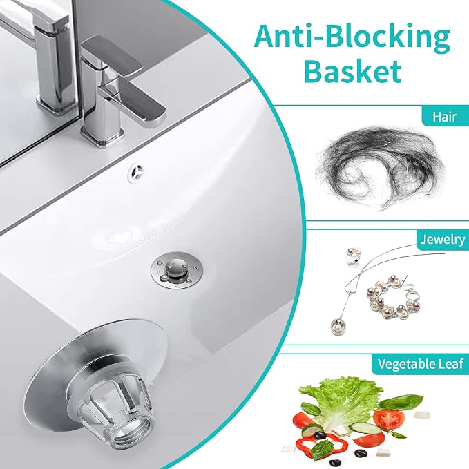 Sink Stopper, Bathroom Sink Drain Strainer - Image 3