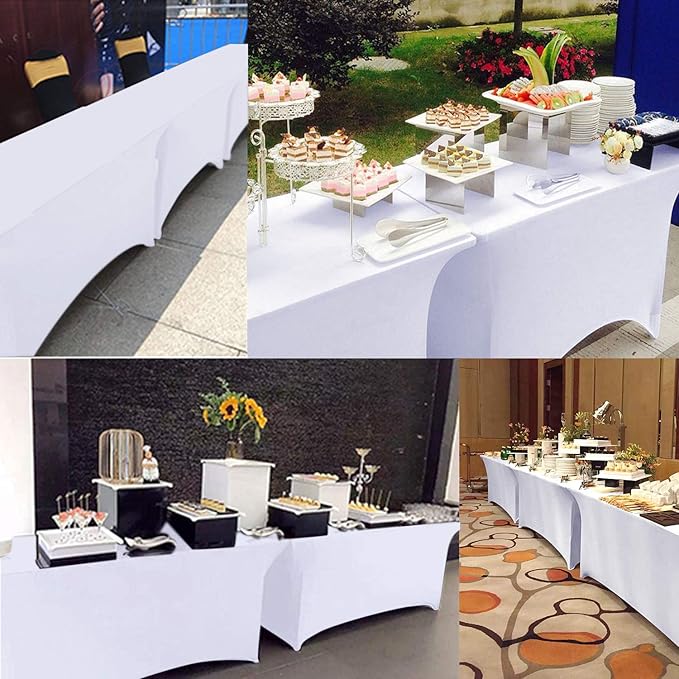 RELIANCER 2 Pack Stretch Spandex Table Covers for Rectangular Tables,4FT Elastic Fitted Tablecloth,Universal Rectangular Table Cloth Protector for Outdoor Party,Wedding,Bar,Birthday,Banquet,Events