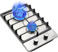 12 Inch Gas Cooktop, Stove Top, Stainless Steel Bulit-in Kitchen Stove, NG/LPG Convertible Gas Stovetop with Thermocouple Protection