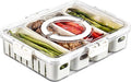 Eanpet Divided Veggie Tray with Lid and Handle 4 Compartment Serving Tray Portable Travel Snack Storage Containers Stackable Snackle Box Charcuterie Container for Fruit,Vegetable,Salad