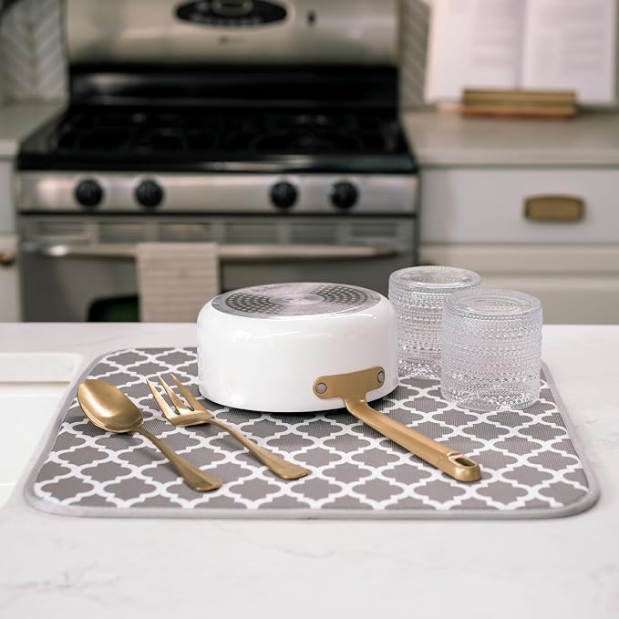 S&T INC. Dish Drying Mat, Trellis | Absorbent Microfiber, Kitchen Counter Mat - Image 4