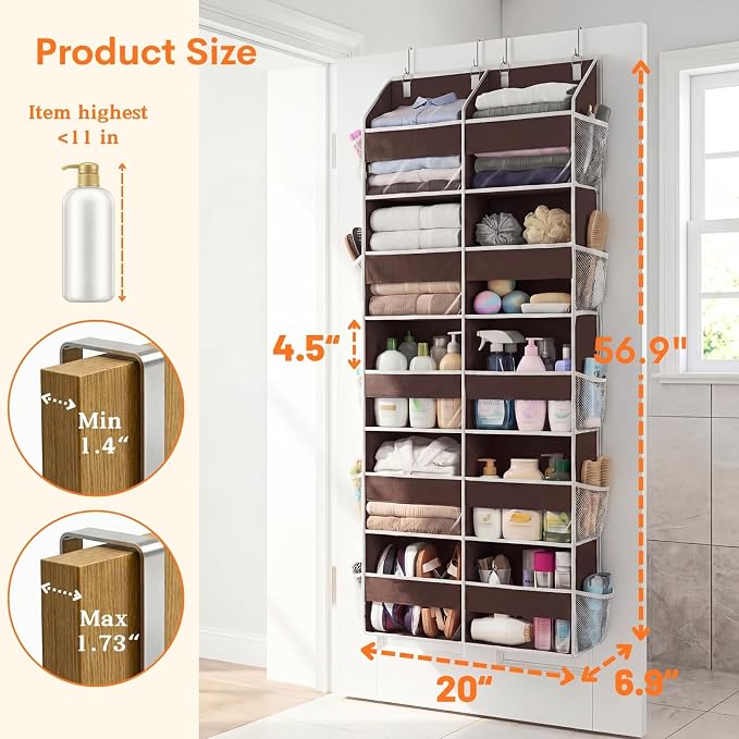 Over the Door Organizer 5 Tiers, Extra Large Behind Door Storage of 10 - Image 4