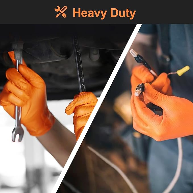 TitanFlex Heavy Duty Industrial Orange Nitrile Gloves, Gloves Disposable Latex - Image 9