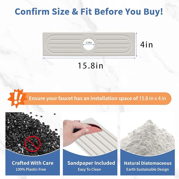 Faucet Mat for Kitchen Sink, Water Absorbent Kitchen Faucet Mat, Durable Sink - Image 3