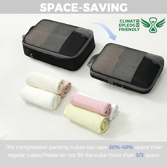 BAGAIL 4 Set/6 Set/8 Set Compression Packing Cubes Travel Accessories - Image 6
