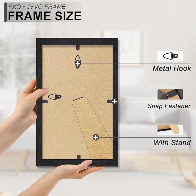 Engineered Wood 5.5x8.5 Picture Frame Set of 6, Black Frame for 5.5 x 8.5 Inch Picture Poster Photo, Light Weight 5.5 by 8.5 Frame with Wood-grain for Wall - 6 Pack/Black/5.5"x8.5"