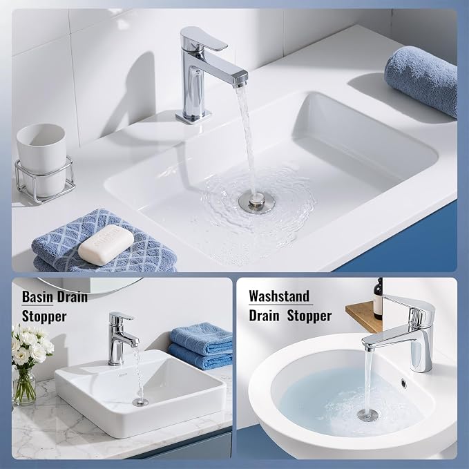 5-in-1 Bathroom Sink Stopper, Anti-Clog Strainer, Odor Blocking & One-Way Flow - Image 8