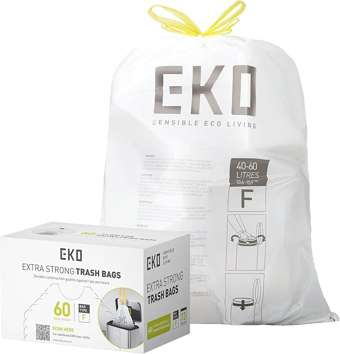 EKO 13 Gallon / 40-60 Liter, Extra-Strong Unscented Garbage Bags, Easy-Dispense by Unknown