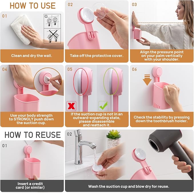 Powerful Suction Cup Toothbrush Holder, Drill-Free Wall Shower Holder - Image 7