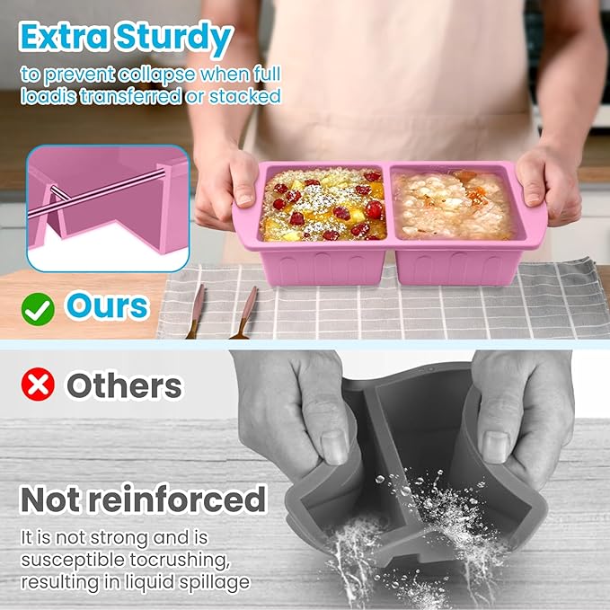 2 Pack Silicone Freezer Trays With Lid For Easy Storage Silicone Soup Freezer Molds 2 Cup ，Perfect For ice cube tray Freezing Broth Sauces Store Leftovers , Leakproof, Easy Release Dishwasher Safe