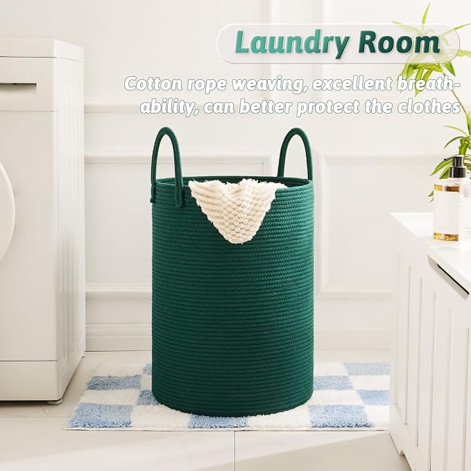 Artfeel Laundry Basket, Woven Cotton Rope Laundry Hamper, 40L - Image 5