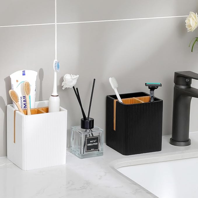 Toothbrush Holders for Bathroom, 3 Slots Toothbrush Organizer Stand, Toiletries - Image 2