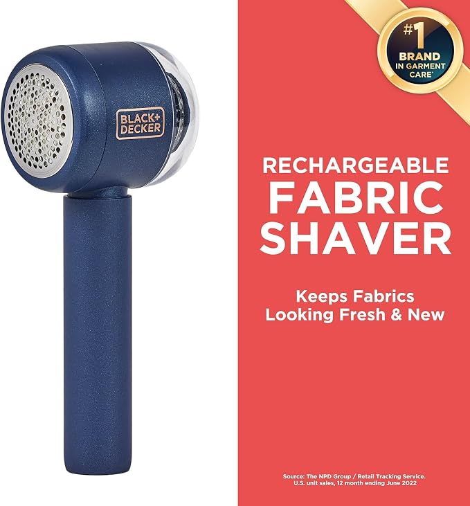 BLACK+DECKER Rechargeable USB-C Fabric & Garment Shaver – Large Capacity Lint - Image 2