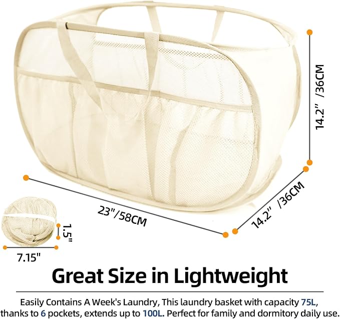 Collapsible Laundry Baskets, Upgrade Pop Up Laundry Hamper - Image 4