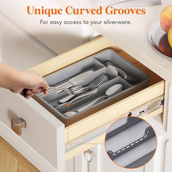 Lifewit Silverware Drawer Organizer Tray, Cutlery Storage - Image 6