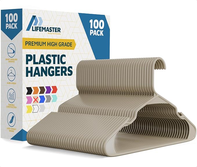 Lifemaster Plastic Clothes Hangers – Heavy Duty Hanger Set, by LIFEMASTER